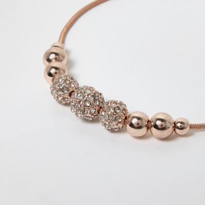 Rose gold tone embellished thread bracelet